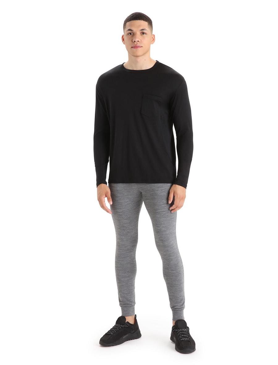 Long Sleeve Icebreaker Merino Granary Pocket T-Shirt Homme Noir | FR 1239NWYB